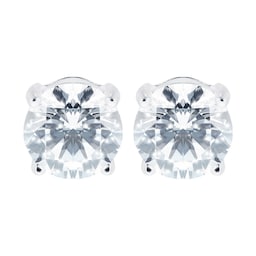 15040335 - Silver 7mm Round Crystal Earrings