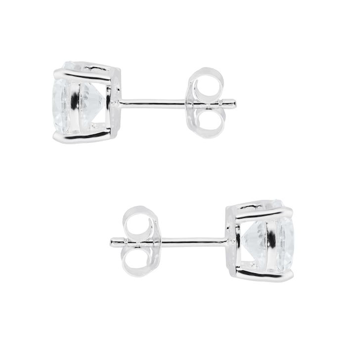 Goldsmiths Silver 7mm Round Crystal Earrings