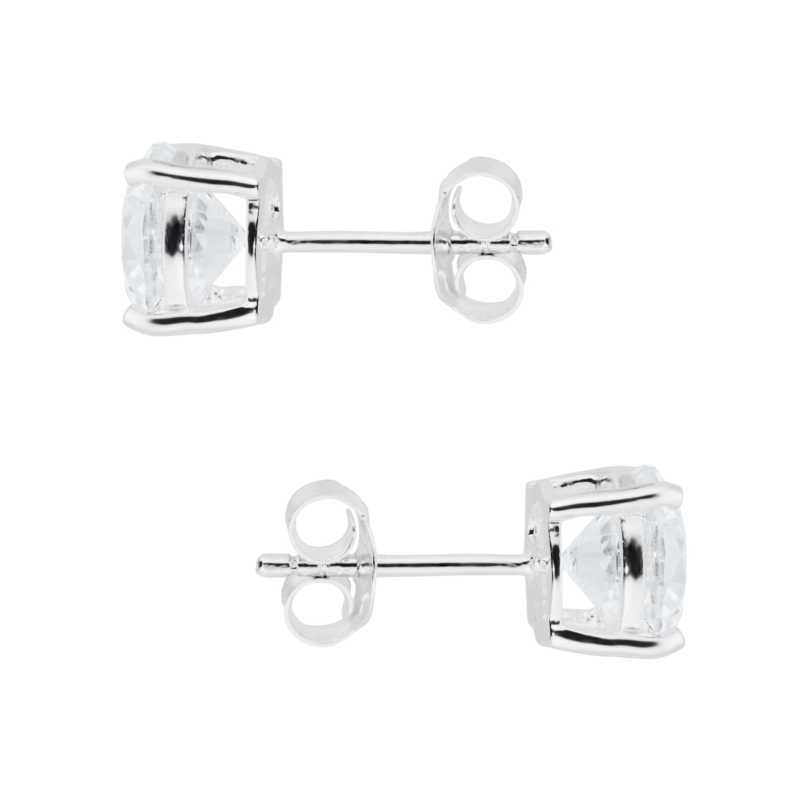 Goldsmiths Silver 7mm Round Crystal Earrings 8.57.7209 | Goldsmiths