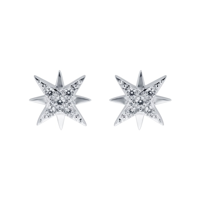 Goldsmiths 9ct White Gold Cubic Zirconia Starburst Stud Earrings