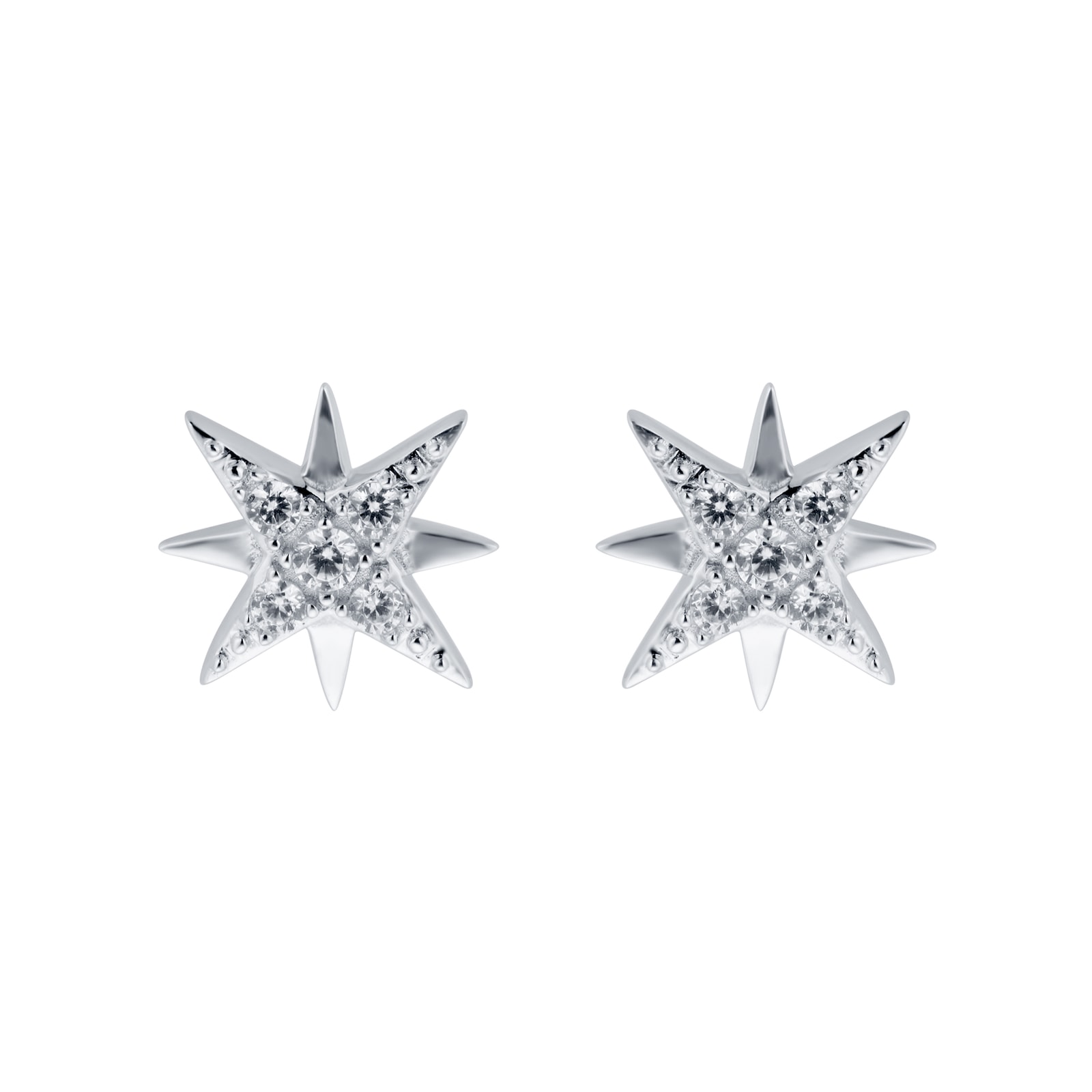 Goldsmiths 9ct White Gold Cubic Zirconia Starburst Stud Earrings ...