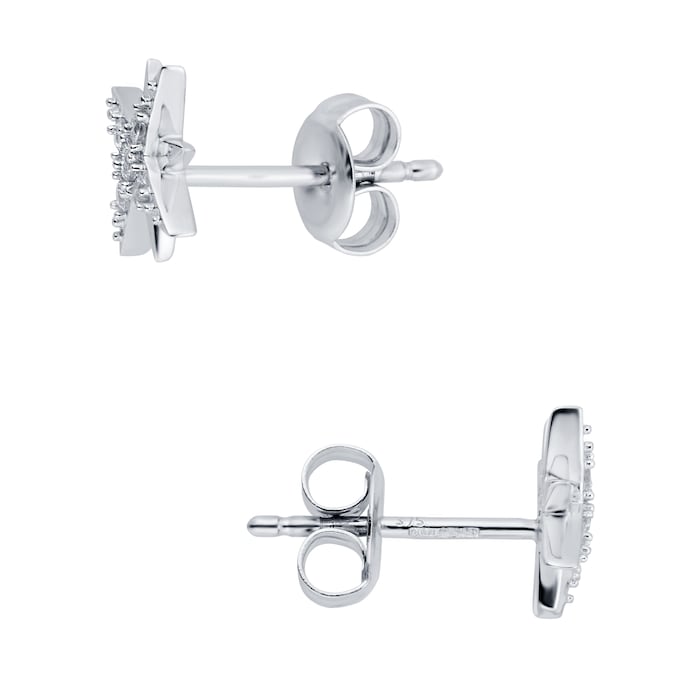 Goldsmiths 9ct White Gold Cubic Zirconia Starburst Stud Earrings