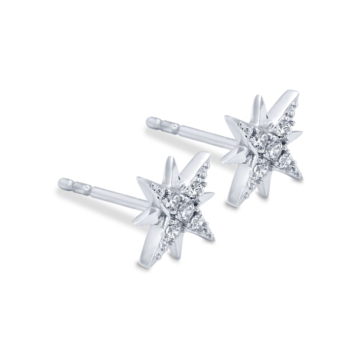 Goldsmiths 9ct White Gold Cubic Zirconia Starburst Stud Earrings