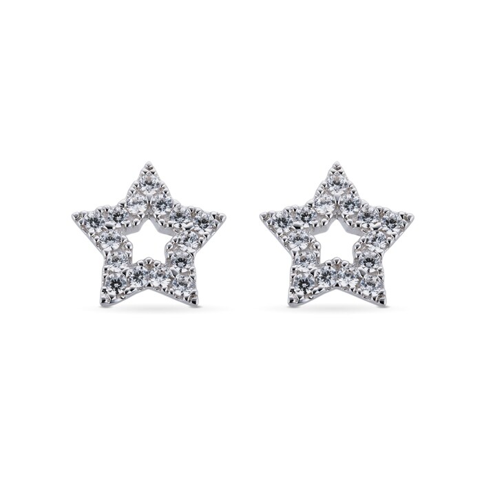 Goldsmiths 9ct White Gold Cubic Zirconia Star Stud Earrings