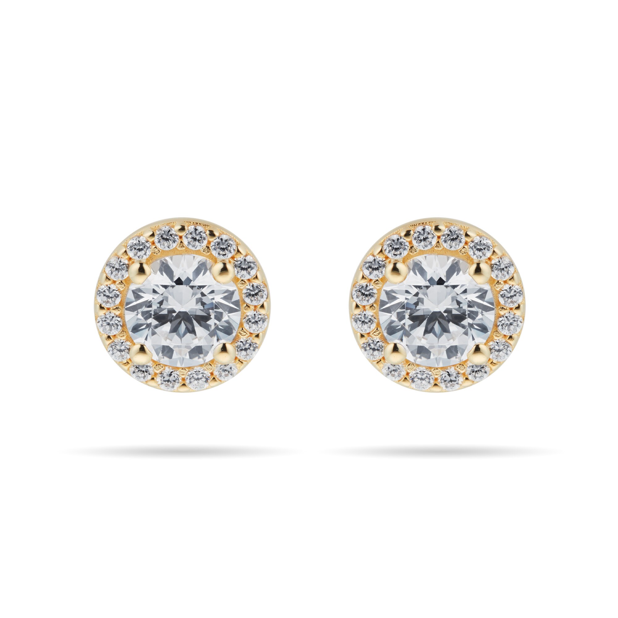 Goldsmiths 9ct Yellow Gold Cubic Zirconia Halo Stud Earrings Goldsmiths 9ct Yellow Gold Cubic Zirconia Halo Stud Earrings
