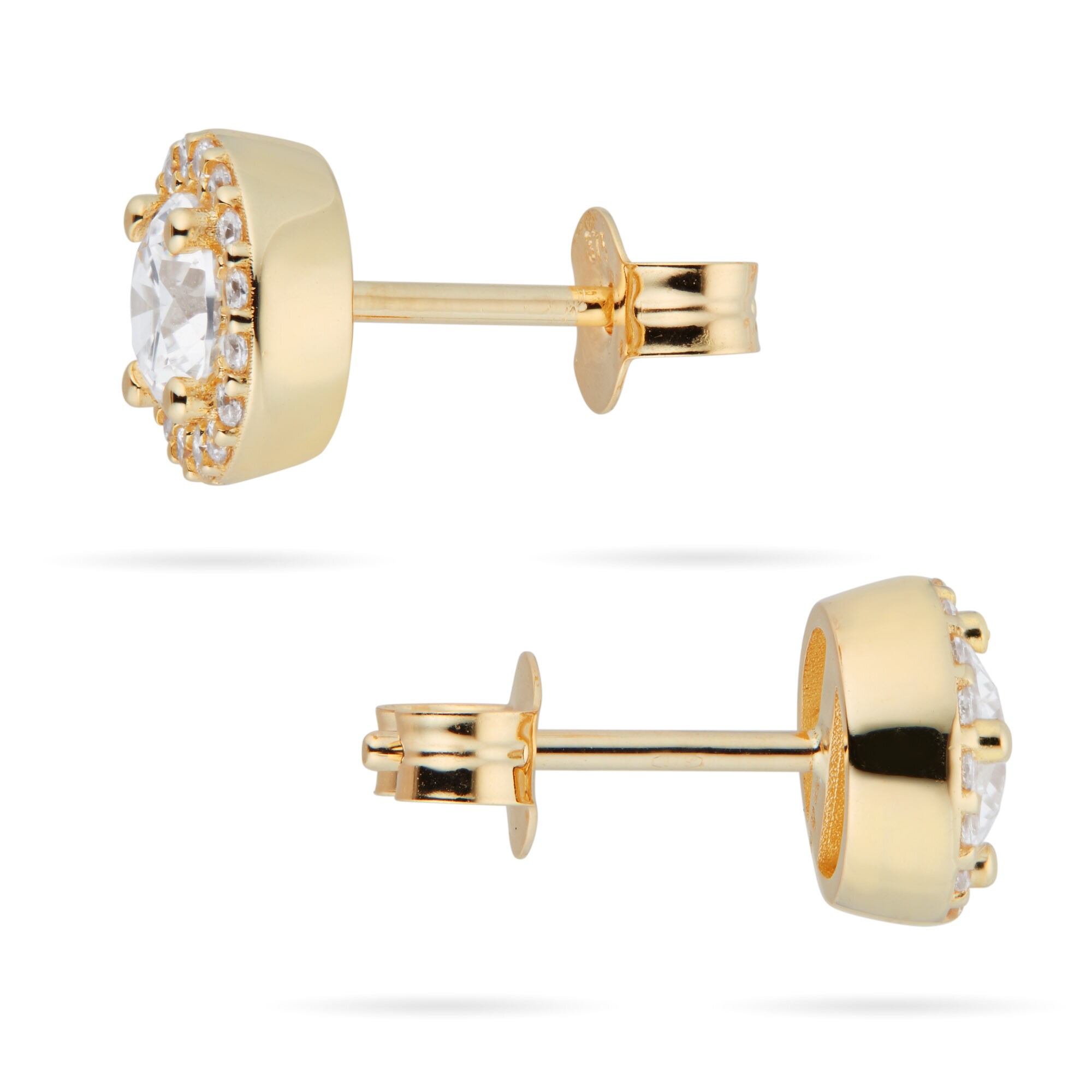 Goldsmiths 9ct Yellow Gold Cubic Zirconia Halo Stud Earrings Goldsmiths 9ct Yellow Gold Cubic Zirconia Halo Stud Earrings