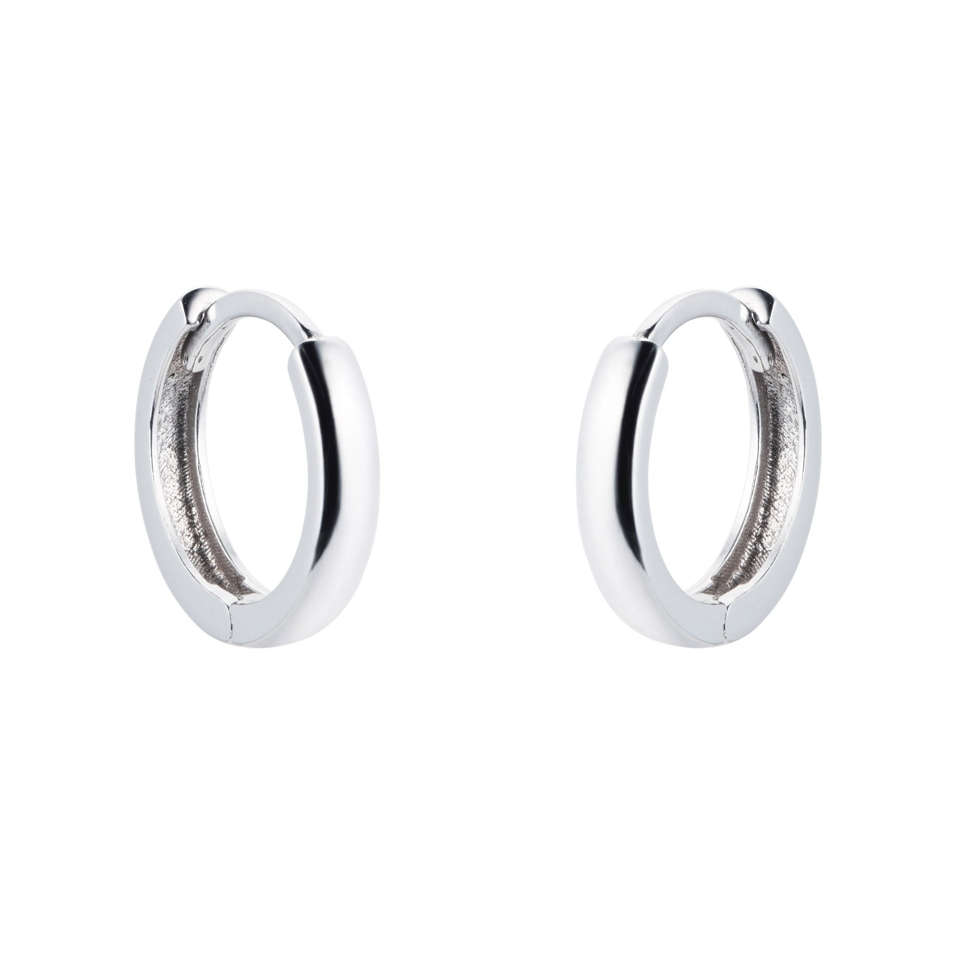 Macy's 10k White Gold Earrings, Diamond Cut Hinged Hoop Earrings - Macy's
