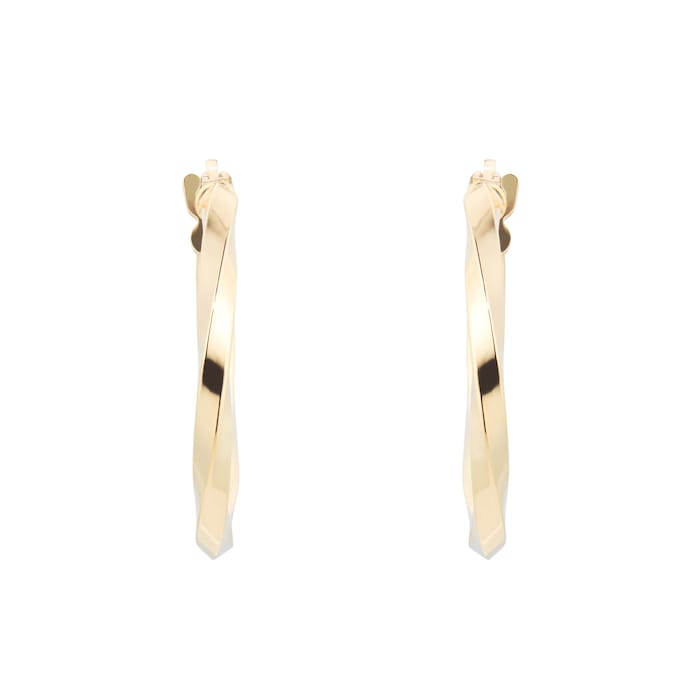 Goldsmiths 9ct Yellow Gold Fluid Twist 15mm Hoop Earrings