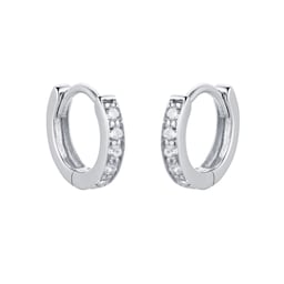15040356 - 9ct White Gold Cubic Zirconia Huggie Earrings