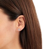Goldsmiths 9ct White Gold Emerald Cut Cubic Zirconia Stud Earrings