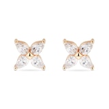 Goldsmiths 9ct Yellow Gold Marquise Cubic Zirconia Floral Stud Earrings