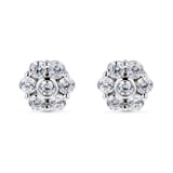 Goldsmiths 9ct White Gold Cluster Cubic Zirconia Floral Stud Earrings