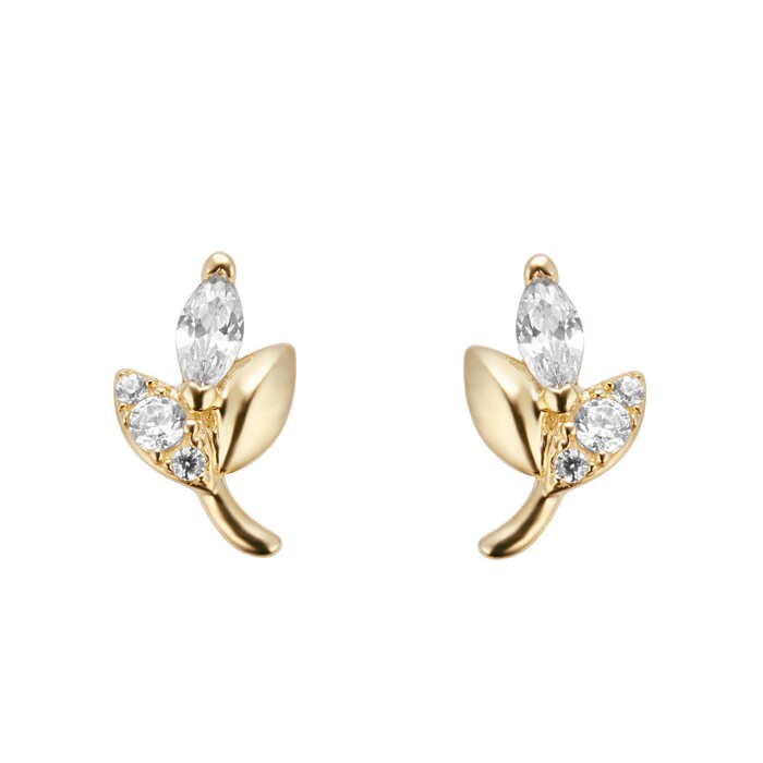 Goldsmiths 9ct Yellow Gold Marquise Cut Cubic Zirconia Stud Earrings