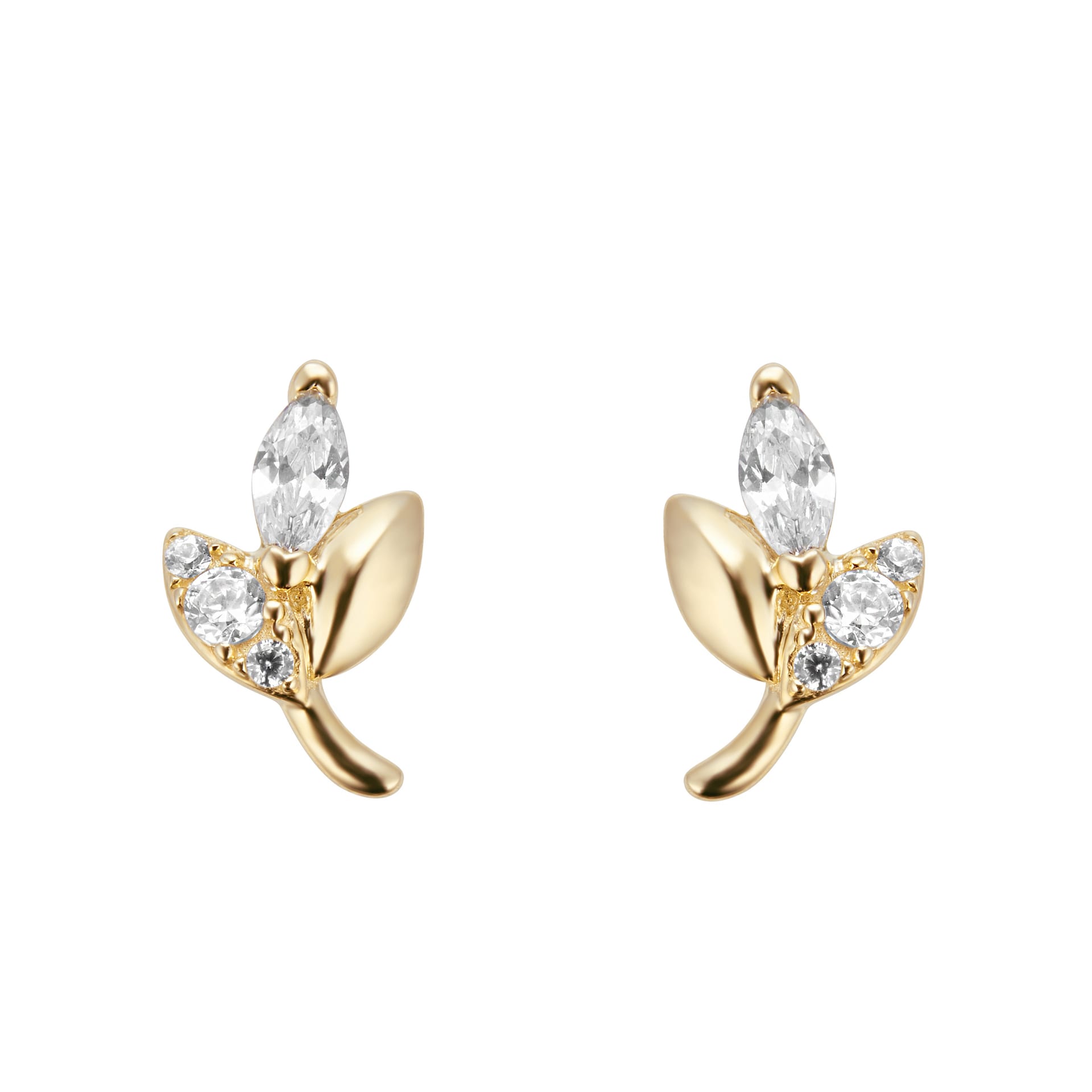 Goldsmiths 9ct Yellow Gold Marquise Cut Cubic Zirconia Stud Earrings