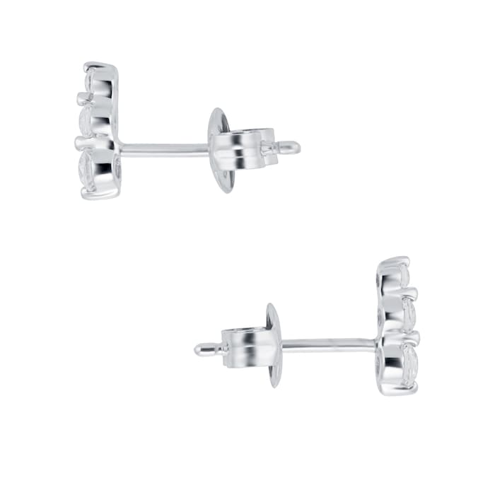 Goldsmiths 9ct White Gold Three Stone Cubic Zirconia Climber Stud Earrings