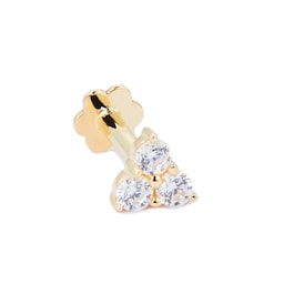 15040368 - 9ct Yellow Gold Cubic Zirconia Trilogy Single Stud Earring