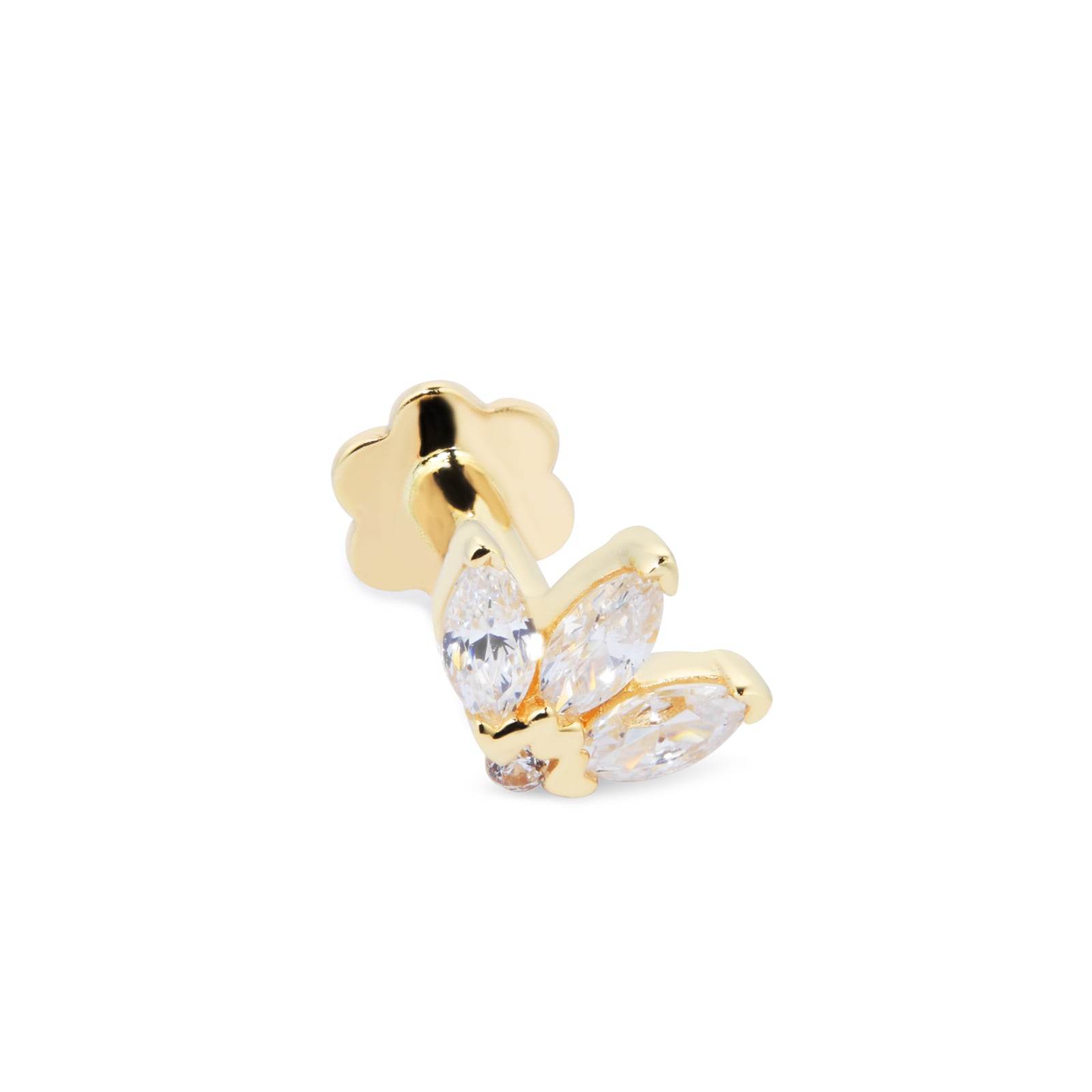 9ct Yellow Gold Cubic Zirconia Lotus Single Stud Earring