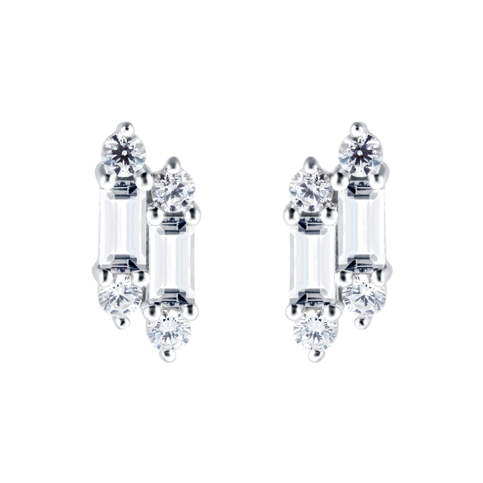 9ct White Gold Mixed Cubic Zirconia Stud Earrings