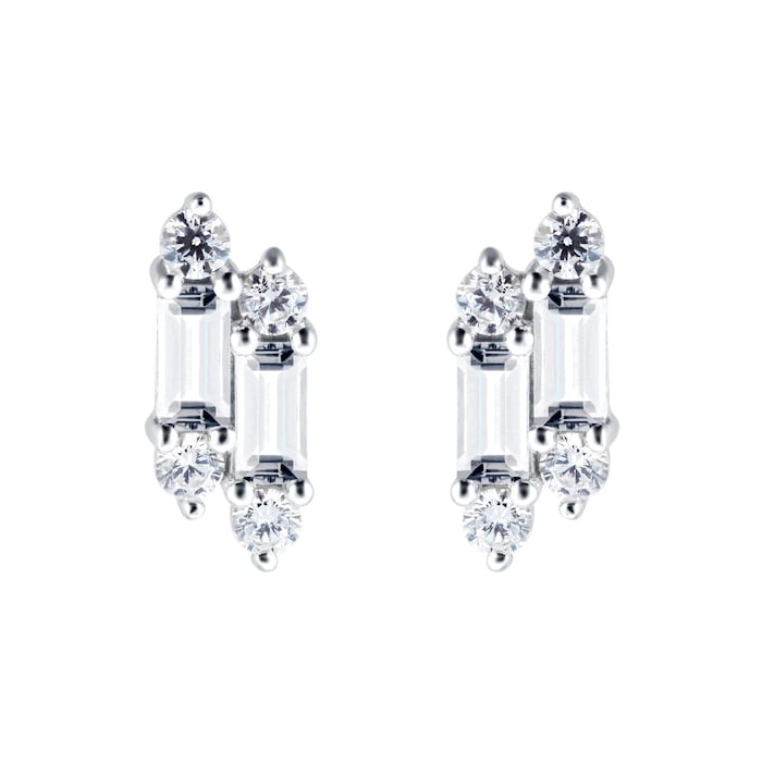 Goldsmiths 9ct White Gold Mixed Cubic Zirconia Stud Earrings