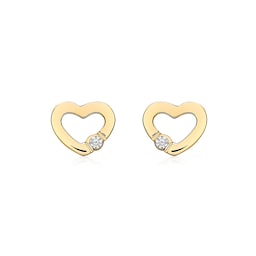 15040376 - 9ct Yellow Gold Cubic Zirconia Open Heart Stud Earrings