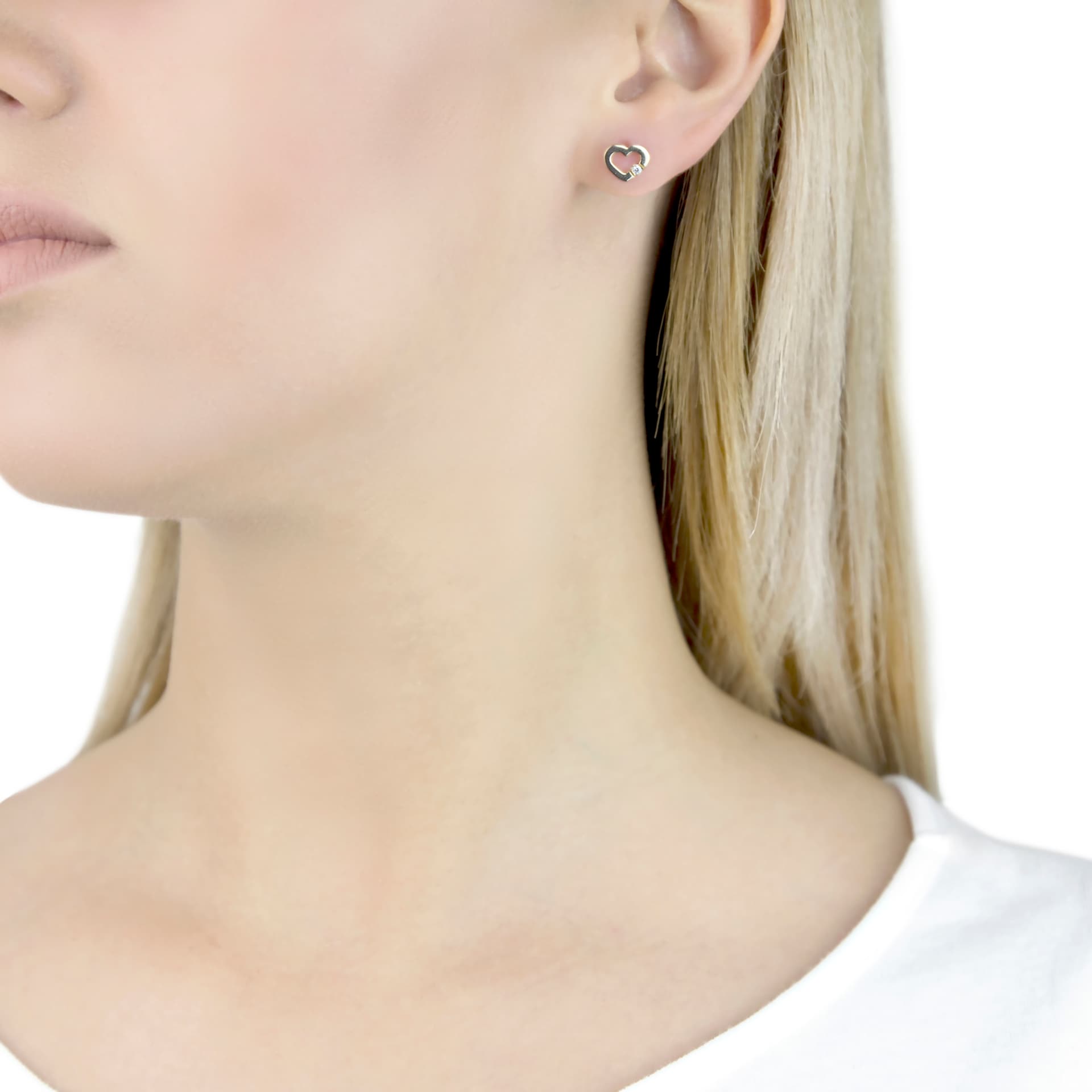 Best Luxury 
9ct Yellow Gold Cubic Zirconia Open Heart Stud Earrings