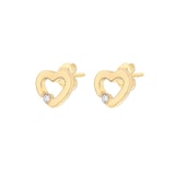 Goldsmiths 9ct Yellow Gold Cubic Zirconia Open Heart Stud Earrings