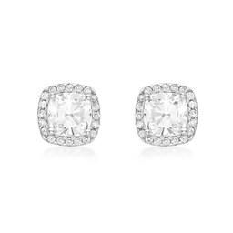 15040377 - 9ct White Gold Cushion Cut Cubic Zirconia Stud Earrings