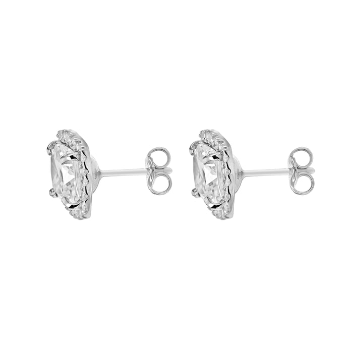 Goldsmiths 9ct White Gold Cushion Cut Cubic Zirconia Stud Earrings