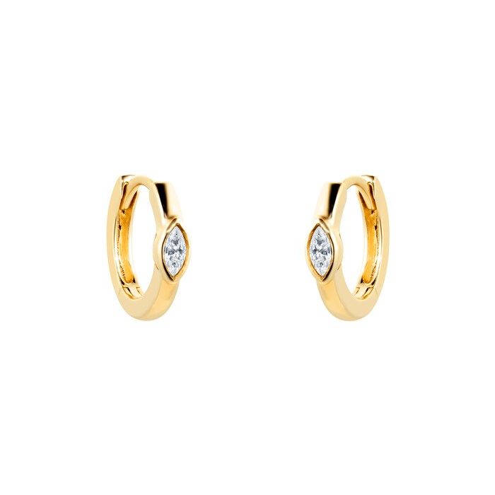 Goldsmiths 9ct Yellow Gold Marquise Huggie Earrings BG49494120WH ...