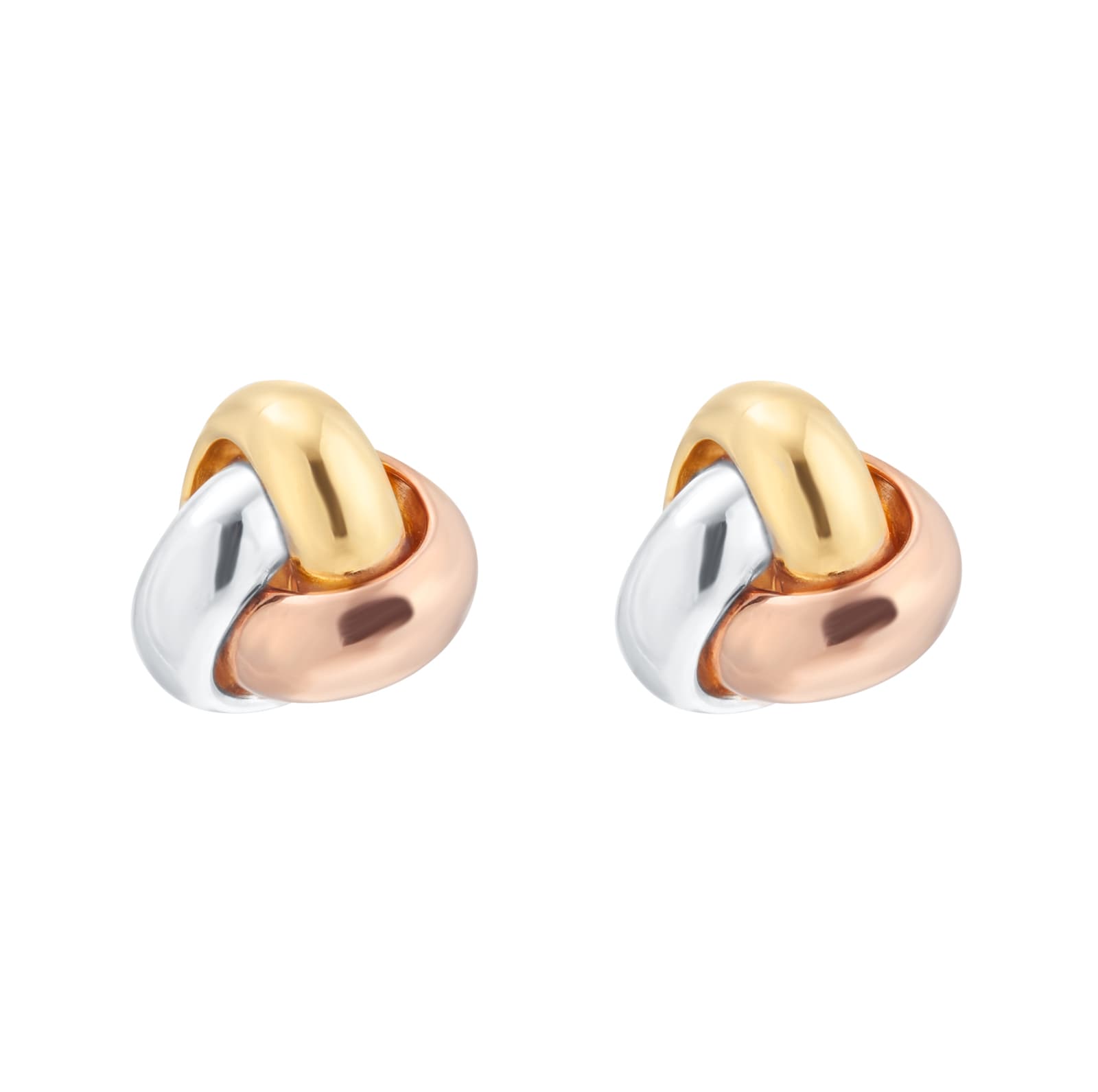 Goldsmiths 9ct Tri Colour Gold Knot Stud Earrings
