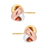 Goldsmiths 9ct Tri Colour Gold Knot Stud Earrings