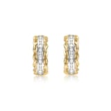 Goldsmiths 9ct Gold Cubic Zirconia Twist-Curved-Bar Drop Earrings