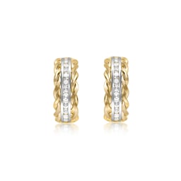 15050068 - 9ct Gold Cubic Zirconia Twist-Curved-Bar Drop Earrings