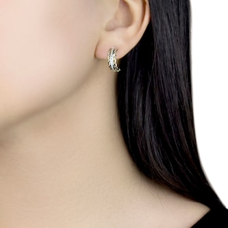 Goldsmiths 9ct Gold Cubic Zirconia Twist-Curved-Bar Drop Earrings Goldsmiths 9ct Gold Cubic Zirconia Twist-Curved-Bar Drop Earrings