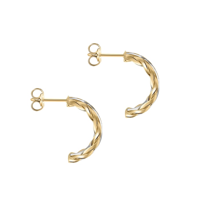 Goldsmiths 9ct Gold Cubic Zirconia Twist-Curved-Bar Drop Earrings