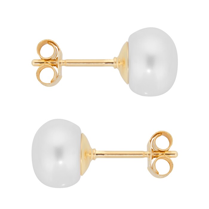 Goldsmiths 9ct Gold 8.0-8.5mm Freshwater Pearl Earrings