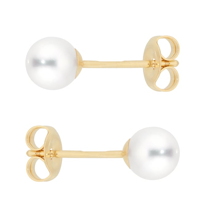 Mappin & Webb 18ct Yellow Gold 5-5.5mm Akoya Pearl Stud Earrings