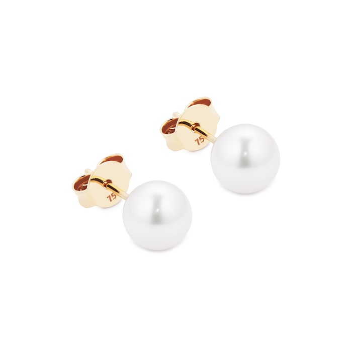 Mappin & Webb 18ct Yellow Gold 7-7.5mm Akoya Pearl Stud Earrings