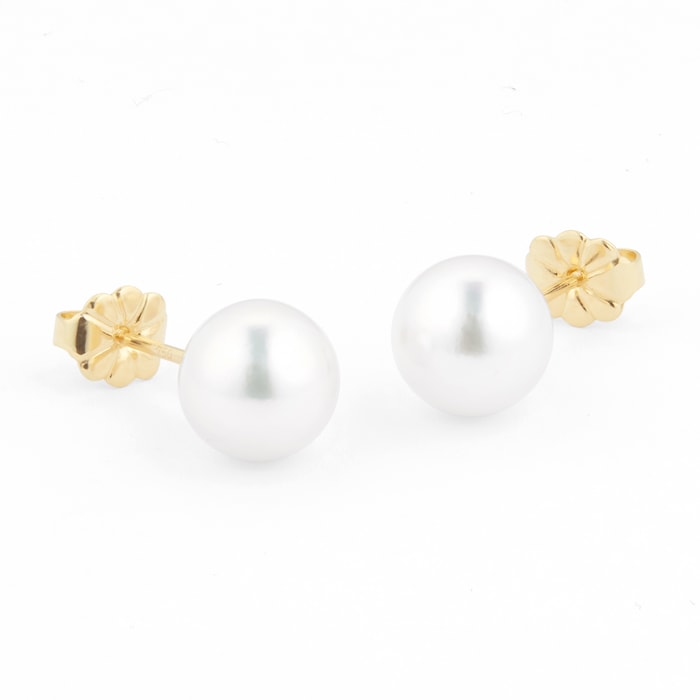 Mappin & Webb 18ct Yellow Gold 8-8.5mm Akoya Pearl Stud Earrings