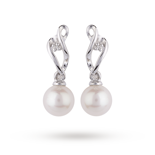 Goldsmiths 9ct White Gold Fresh Water Pearl Drop Earrings