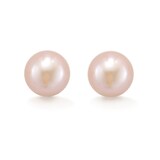 Goldsmiths 18ct White Gold 8-8.5mm Pink Freshwater Pearl Stud Earrings
