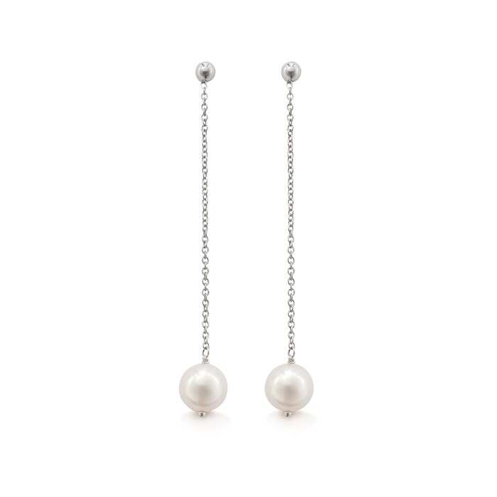 Mappin & Webb Gossamer 18ct White Gold 6.5mm Freshwater Pearl Single Drop Earrings