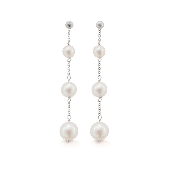 Mappin & Webb Gossamer 18ct White Gold 6.5mm Freshwater Pearl Triple Drop Earrings