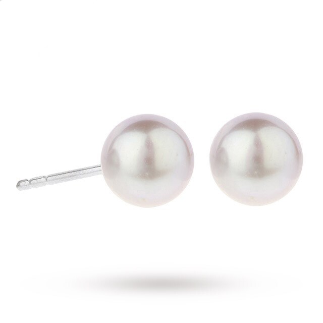 Goldsmiths 9ct White Gold 6.5-7mm Grey Fresh Water Pearl Stud Earrings