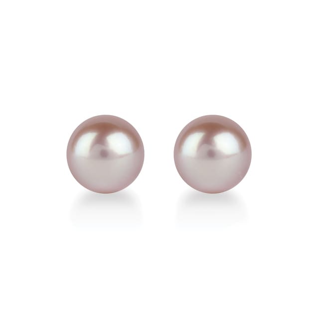 Mappin & Webb 18ct White Gold 9-9.5mm Pink Freshwater Pearl Stud Earrings