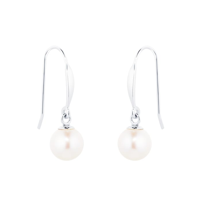 Goldsmiths 9ct White Gold Freshwater Pearl Drop Earrings