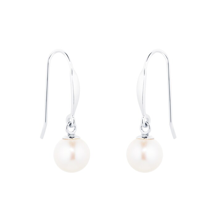 Goldsmiths 9ct White Gold Freshwater Pearl Drop Earrings