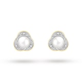 Goldsmiths 9ct Yellow Gold Diamond and Pearl Stud Earrings