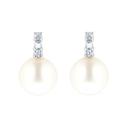 15070313 - 9ct White Gold Pearl 
Diamond Baguette Stud Earrings