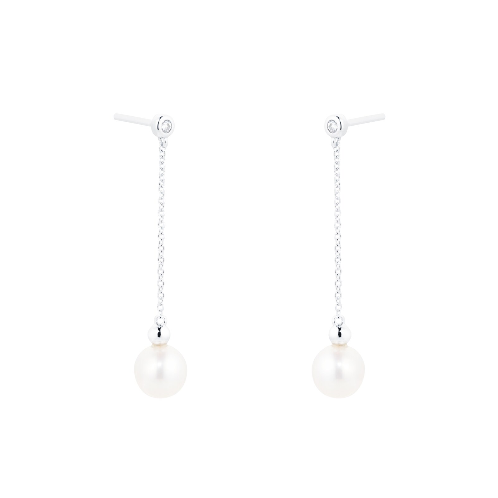 Goldsmiths 9ct White Gold Pearl And Diamond Drop Earrings